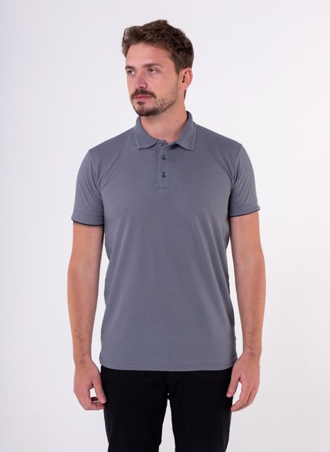 Camisa Polo Masculina Cinza Grafeno - Vístome